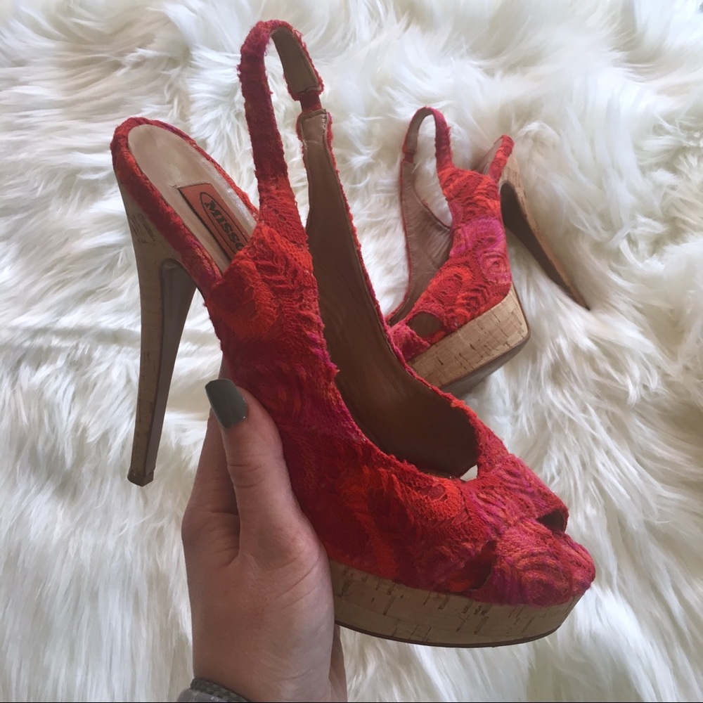 MISSONI | Multicolored Crochet Cork Platform Heels Boho y2k Cottagecore 90s Vibe